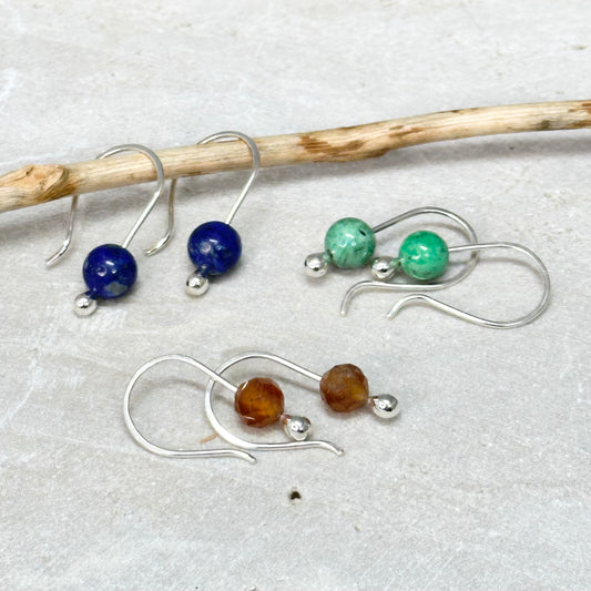 Small Gemstone Hook Earrings