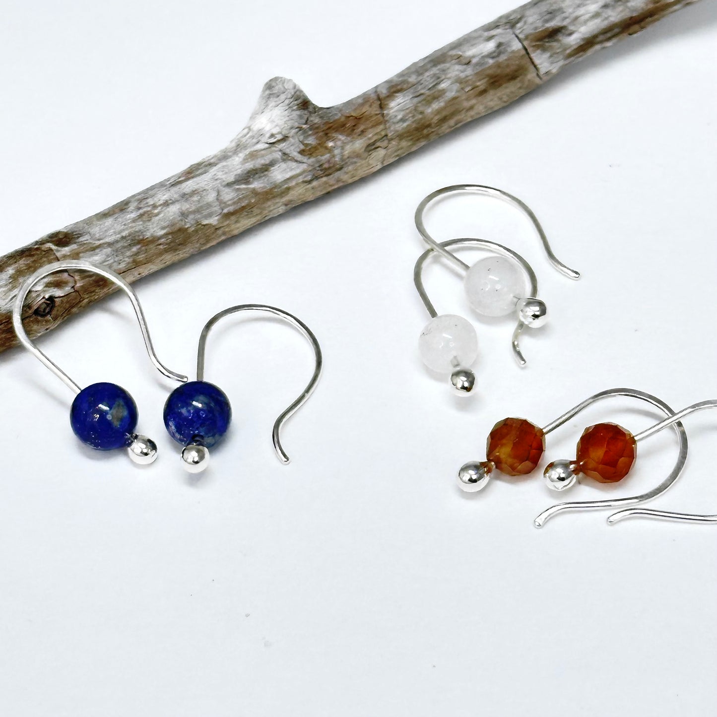 Small Gemstone Hook Earrings