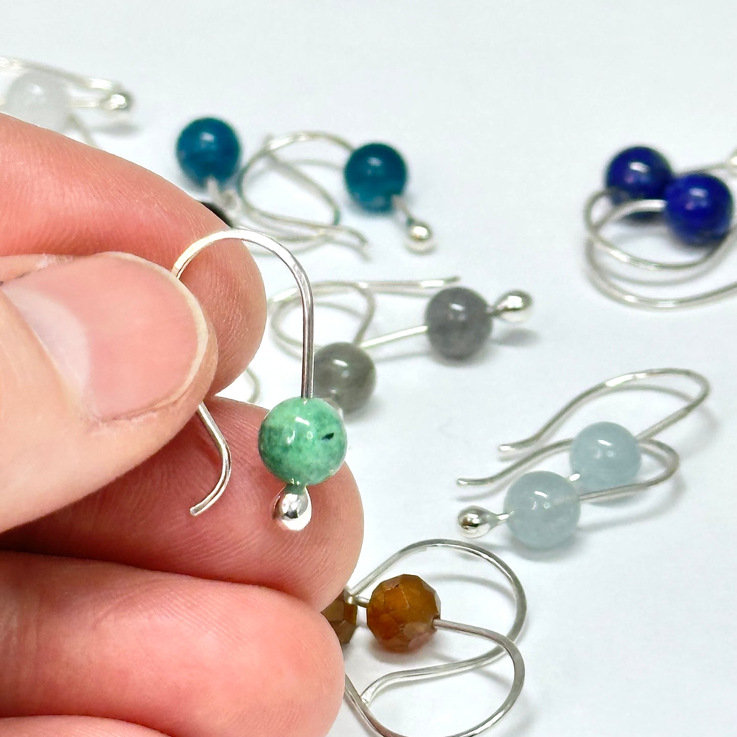 Small Gemstone Hook Earrings