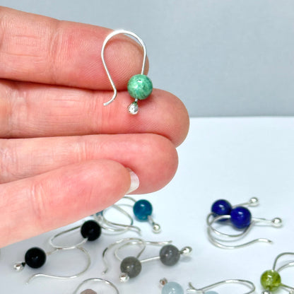 Small Gemstone Hook Earrings