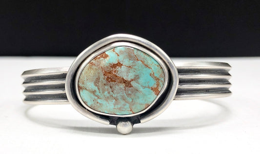 Turquoise and sterling sliver cuff bracelet western flair unique design