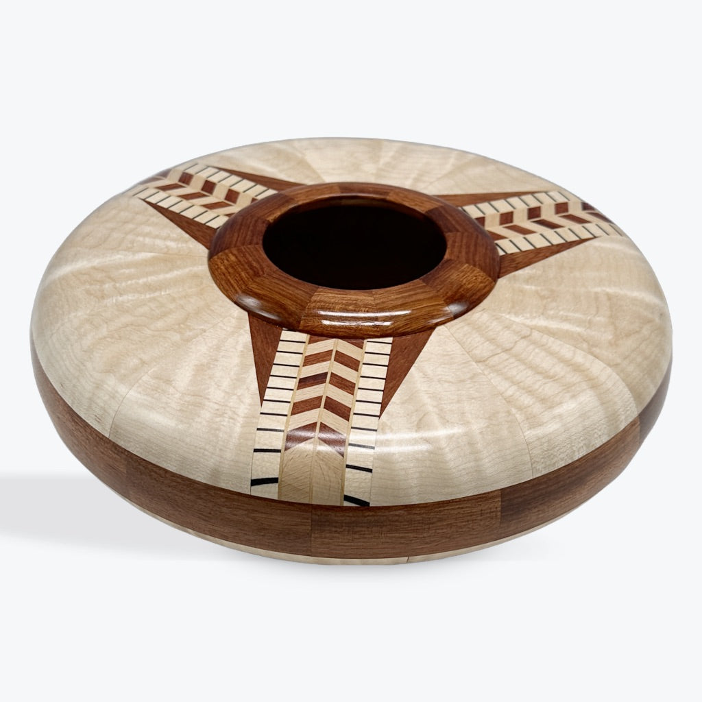 Curly Maple and Bloodwood Fancy Patterned Vase