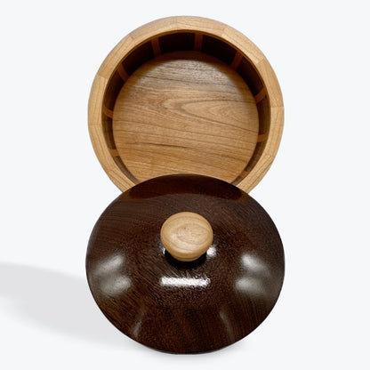 Ebony And Cherry Wood Lidded Bowl