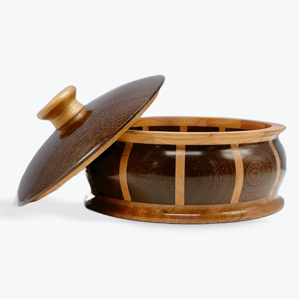 Ebony And Cherry Wood Lidded Bowl