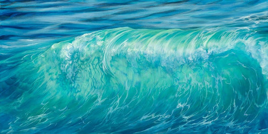 cresting wave rolling seas lake michigan turquoise water local artist
