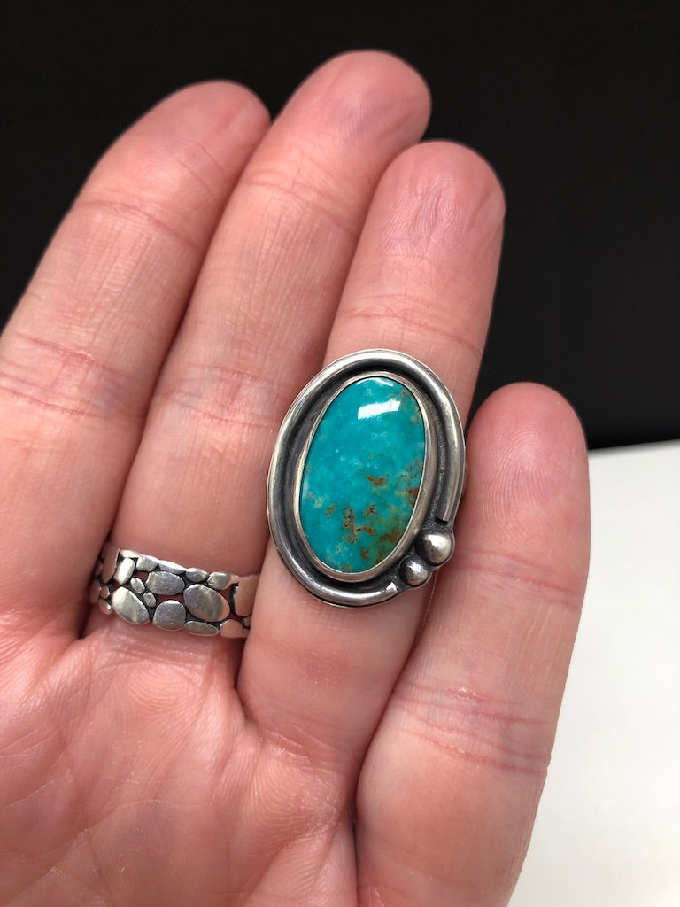 Rustic Evans Turquoise Ring with Split Band