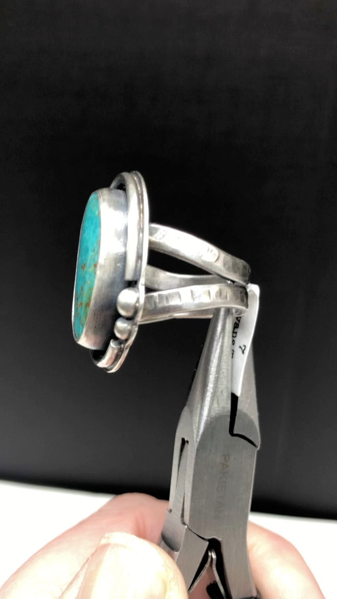 Rustic Evans Turquoise Ring with Split Band