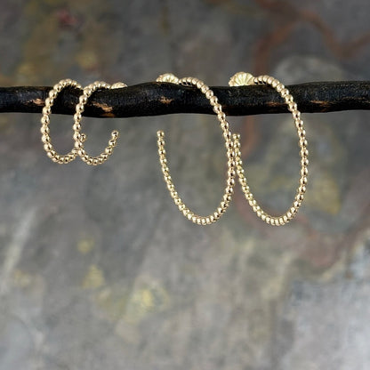 Beaded wire sterling silver or gold fill earrings hoops hanni jewelry