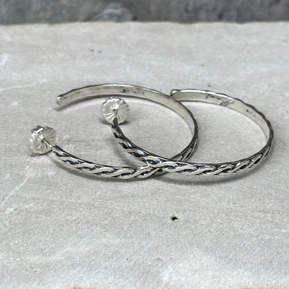 Modern Handmade Twisted Wire Hoop Earring in Sterling Silver or 14k Gold Fill