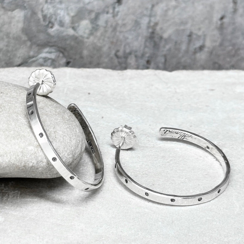 Sterling silver hoop earrings post style dot pattern hanni jewelry