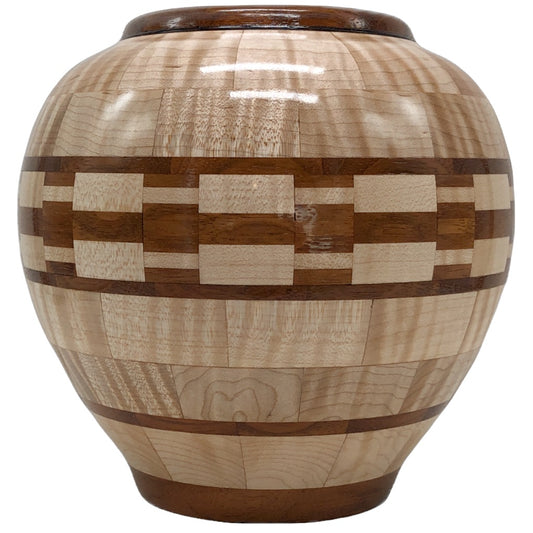 Maple wood vase or bowl, segmented wood turning with contrasting colors, hanni gallery