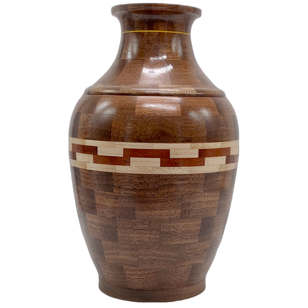 Walnut wood vase, segmented wood turning, dried flower display vessel, native woods