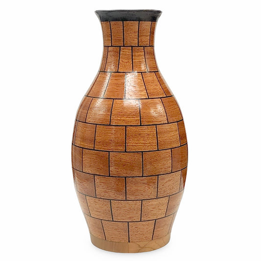 Exotic wood vase, segmented turning with dark accents, vase for. dried flowers