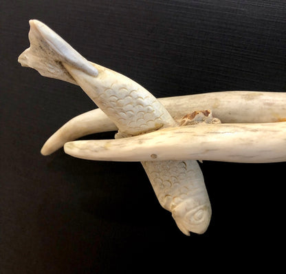 Carved Antler Crane Blackthorn Cane By Wendy Yothers