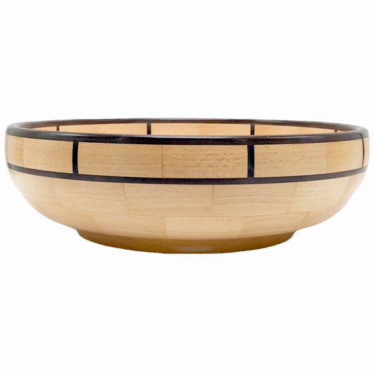 Beech and ebony wood turned bowl segmented wood turning local artisan hanni gallery