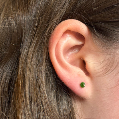 Tiny Chrome Diopside Stud Earrings