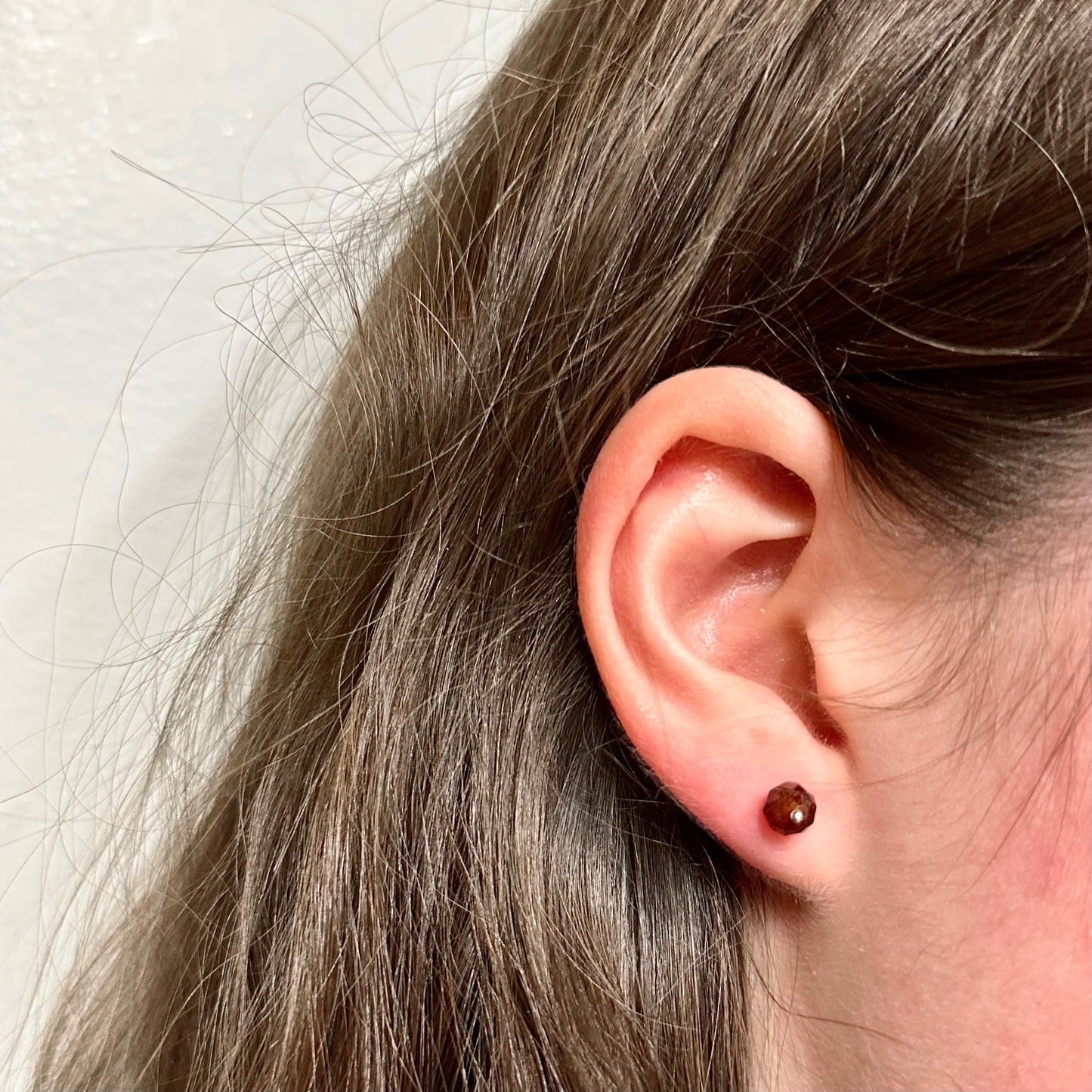 Hessonite Stud Earring