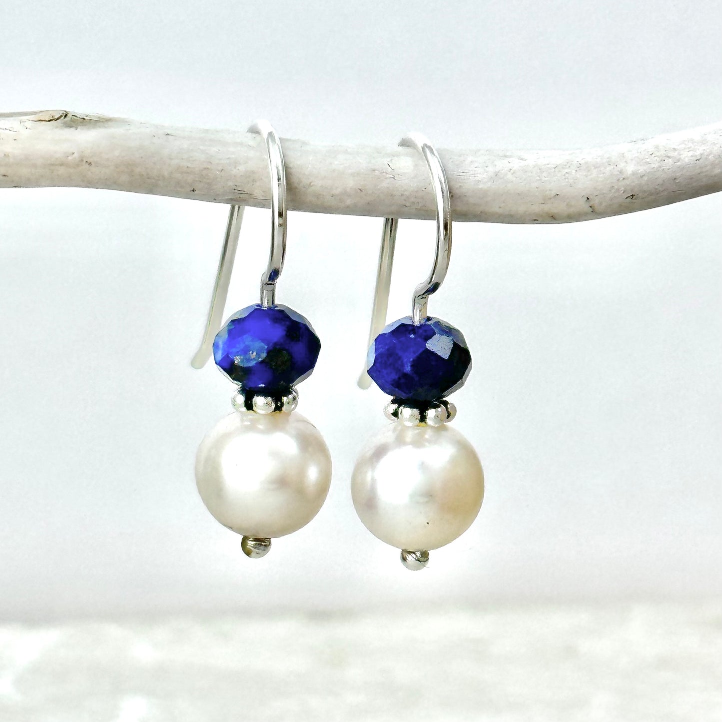 Pearl and Lapis Drop Earring