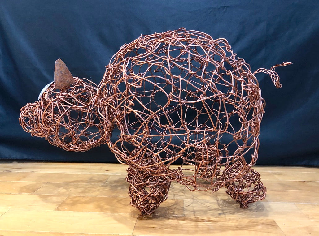 Metal Sculpture "Wiggles the Pig"