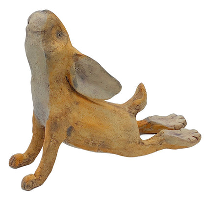 Ceramic Sculpture: Yoga Bunny "Upward Dog"