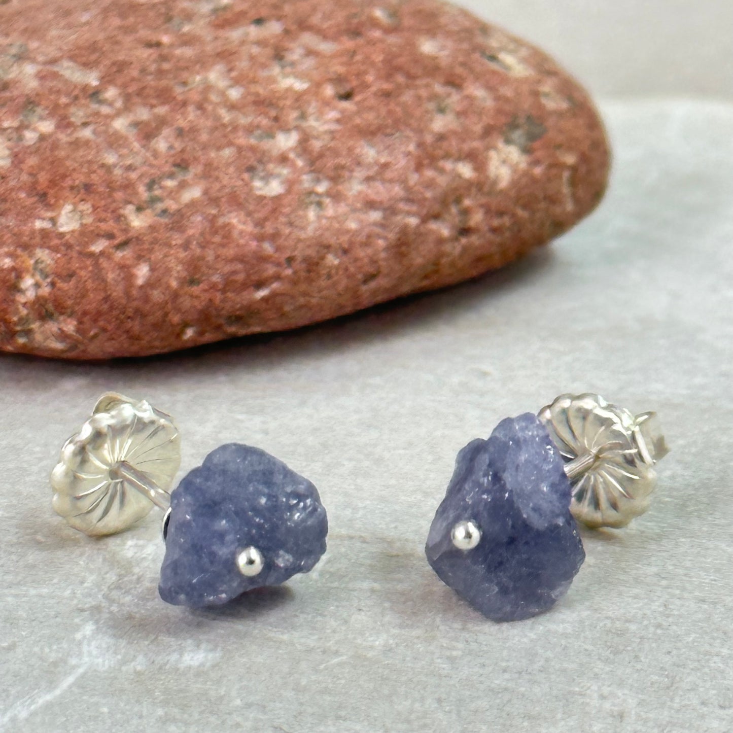 Raw Tanzanite Post Earrings