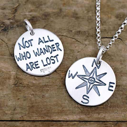 Not All Who Wander Compass Charm