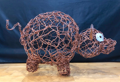 Metal Sculpture "Wiggles the Pig"