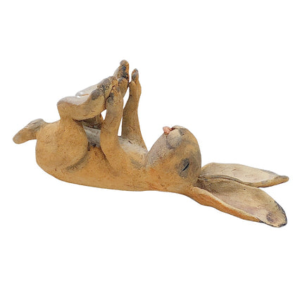 Ceramic Sculpture: Yoga Bunny "Happy Baby"