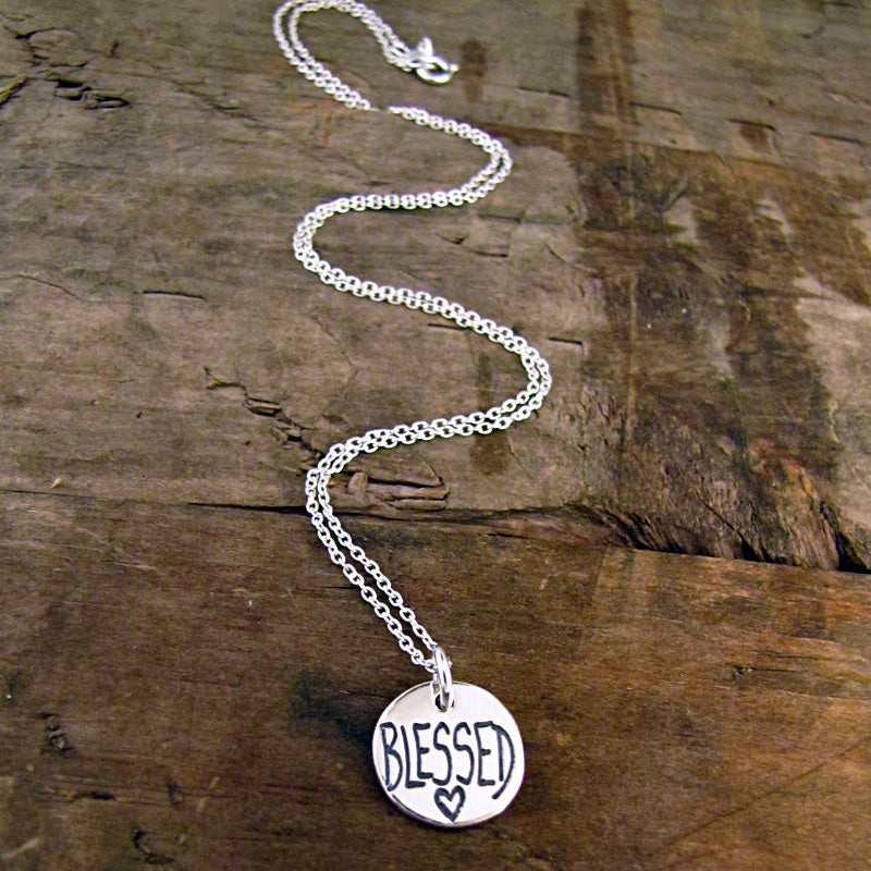 loved and blessed sterling silver charm necklace artist made unique charms by hanni jewelry, harbor springs, michigan
