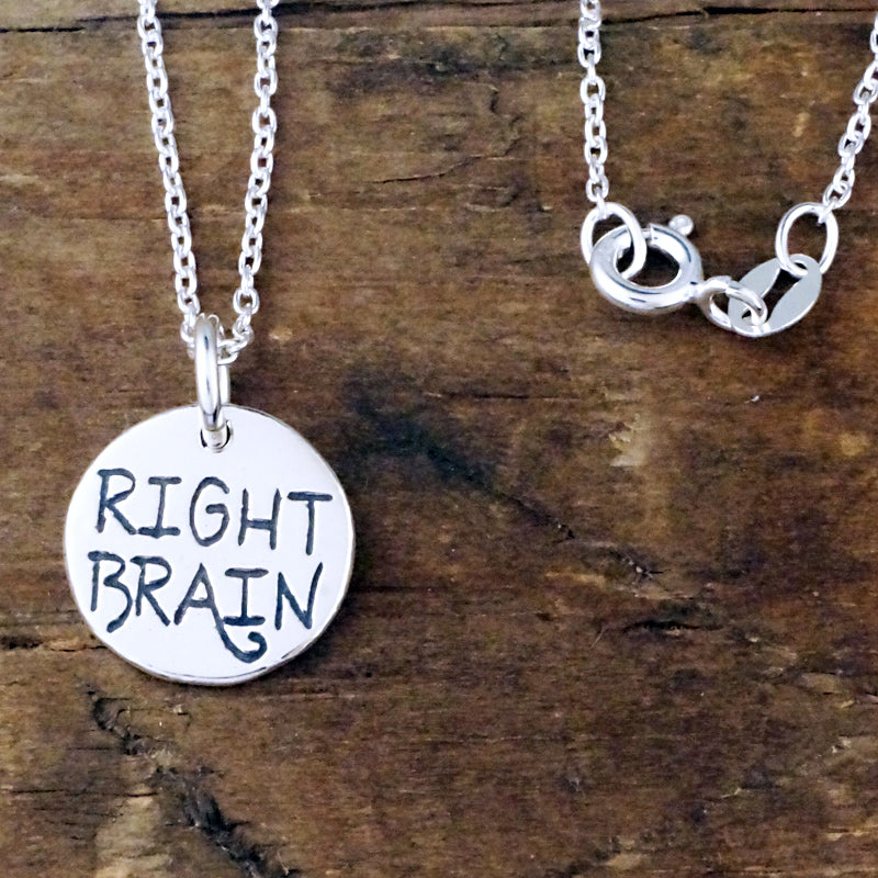 left brain right brain charm necklace reversible sterling silver jewelry artisan hand made unique charms by hanni northern michigan metalsmith