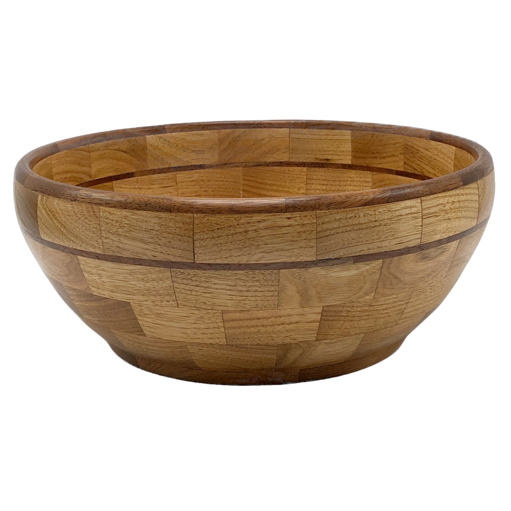 Butternut and walnut wood turned fruit bowl, bread bowl, segmented wood turning, locally made wooden bowl, hanni gallery, harbor springs