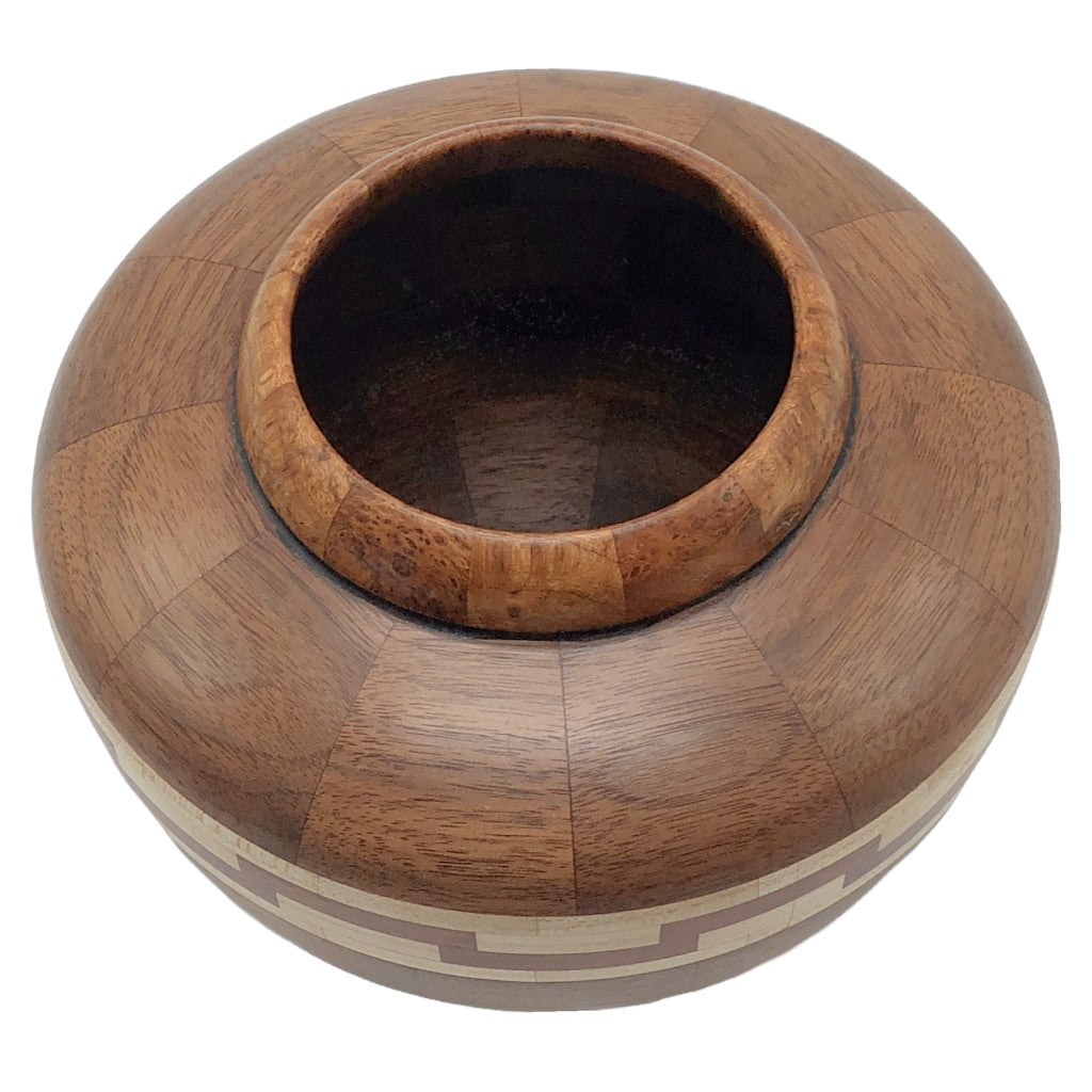 Walnut and Maple Wood Segmented Wood Turned Vase