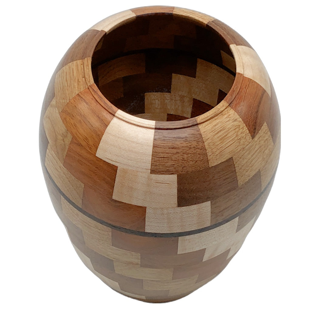 Tall Contemporary Segmented Wood Turned Vase