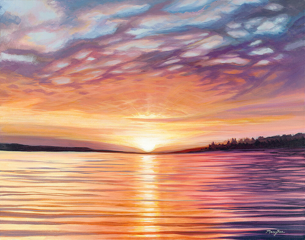 Sunrise Reflection Print on Paper by Mary Bea