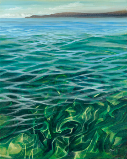 Clear Blue Water Print on Paper by Mary Bea