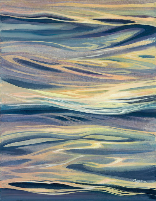 Surface ripples, late evening lake, wind died down, calm seas, northern michigan artist, hanni gallery, harbor springs