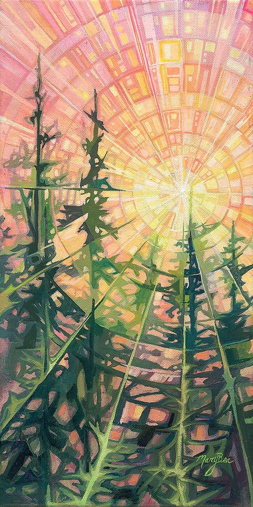Radiant Pines Print on Paper by Mary Bea