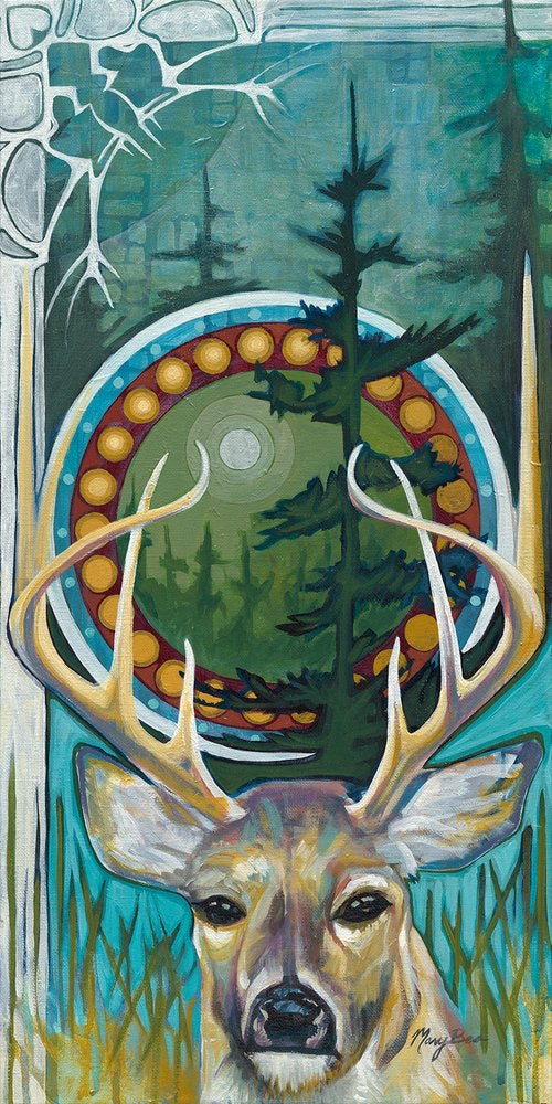 White tail buck, symbols, native, northern michigan artist, hanni gallery, harbor springs