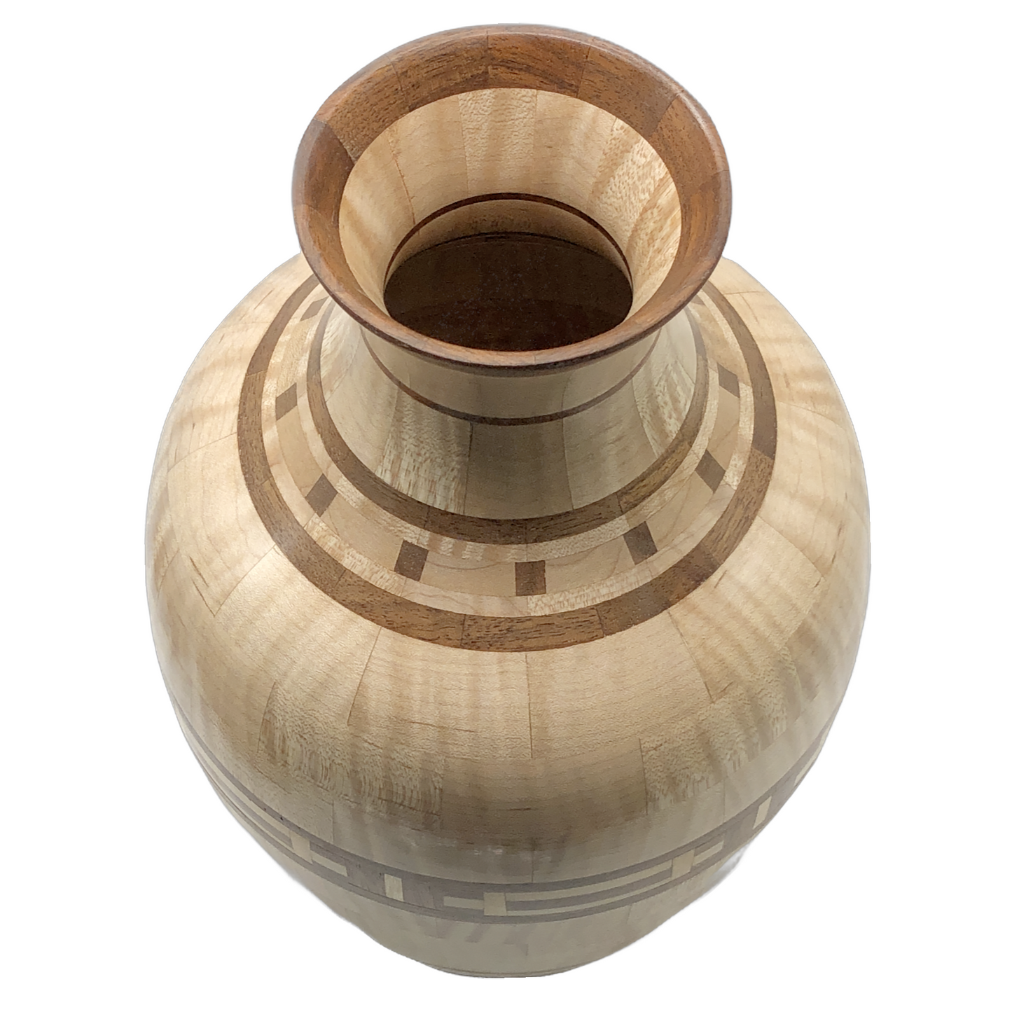 Tall Bird's Eye Maple Patterned Wood Turned Urn