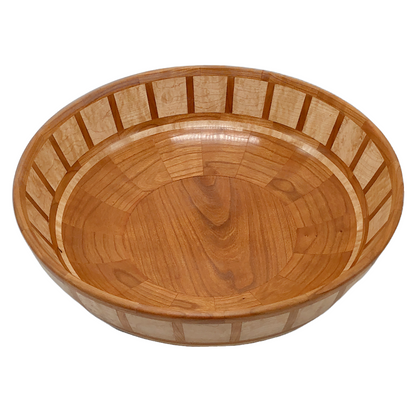 Birdseye Maple and Cherry Wood Turned Fruit Bowl