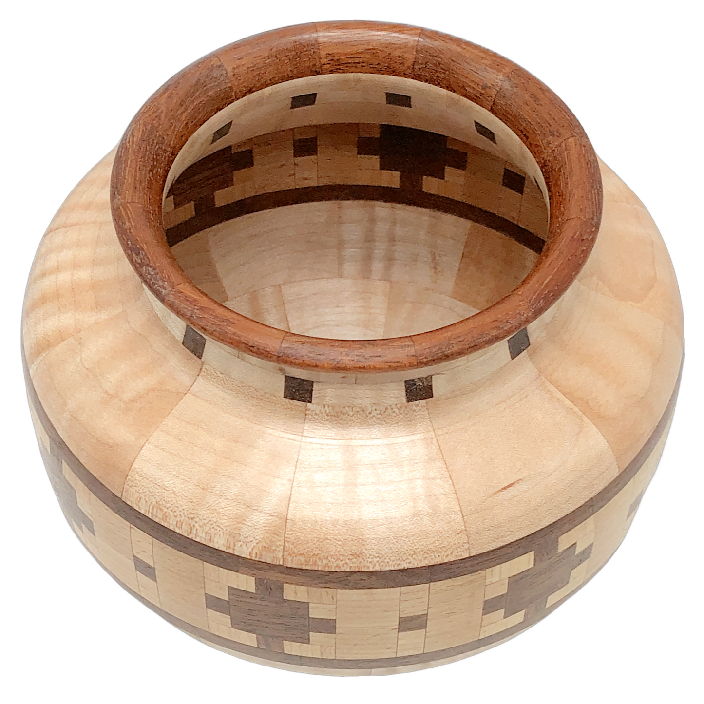 Southwest Patterned Turned Wood Vase