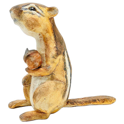 Ceramic Sculpture: Sitting Chipmunk with Acorn "Holly"