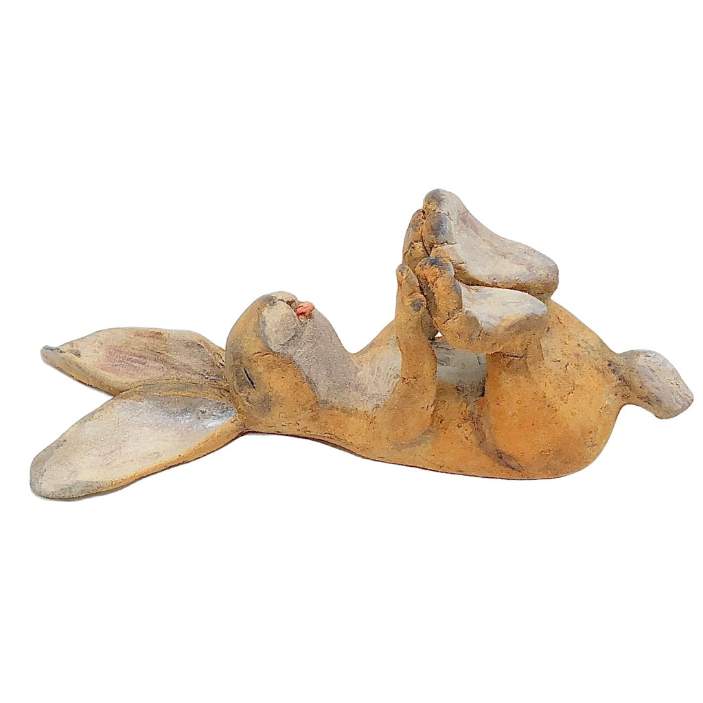 Ceramic Sculpture: Yoga Bunny "Happy Baby"