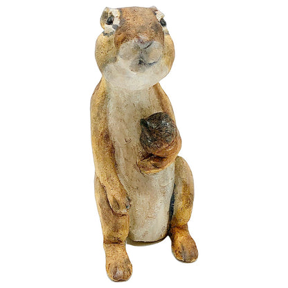 Ceramic Sculpture: Sitting Chipmunk with Acorn "Holly"